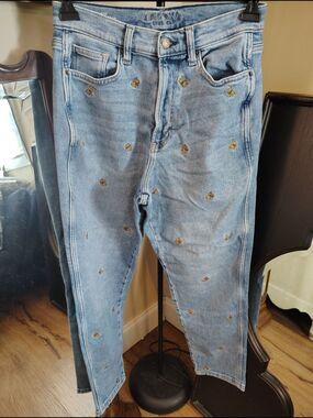 Retro Butterfly Arizona Jean Company Light Blue Embroidered Ankle Jeans Size 11
